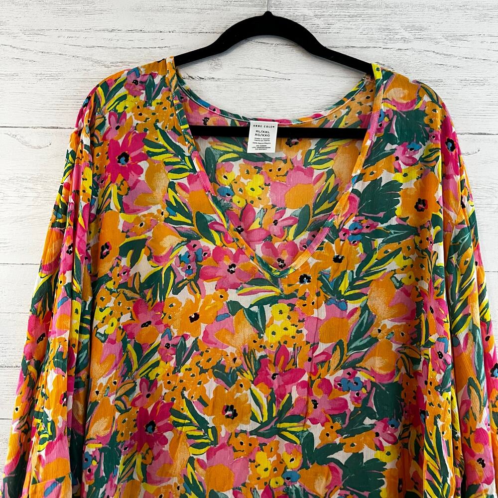 Anne Cole Vibrant Floral Sheer Swim Suit Coverup Size XL/XXL - Picture 3 of 6